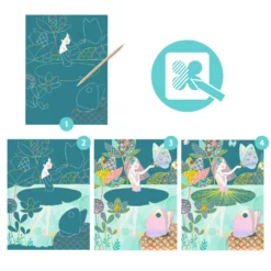 Djeco Kraskaarten De Vijver Knutselset 10 Djeco Kraskaarten De Vijver Knutselset -Peuter Plezier Verkoopwinkel Djeco DJ09716 scratch knutselset vijver 3