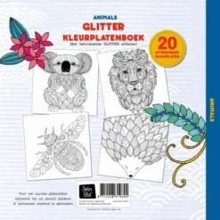 Glitter Kleurplatenboek Kleurboek Animals -Peuter Plezier Verkoopwinkel Glitter kleurplatenboek Animals backcover speelactief.nl