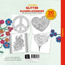 Glitter Kleurplatenboek Kleurboek Happiness -Peuter Plezier Verkoopwinkel Glitter kleurplatenboek Happiness backcover speelactief.nl