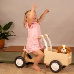 Houten Bakfiets Retro Wit Loopfiets VanDijkToys 7 Houten Bakfiets Retro Wit Loopfiets VanDijkToys -Peuter Plezier Verkoopwinkel VDT M2007 Bakfiets blank wit retro wit