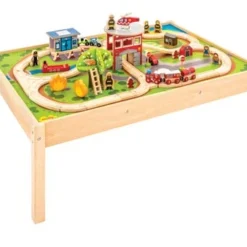 BigJigs BJT049 Treintafel Brandweer Spoortafel Houten Trein