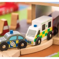 BigJigs BJT049 Treintafel Brandweer Spoortafel Houten Trein -Peuter Plezier Verkoopwinkel bigjigs bt049 brandwweer trein set en tafel 3