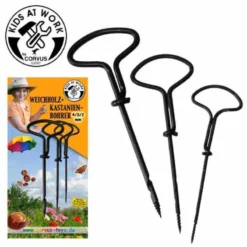 Handboorset Voor Hout En Kastanjes 3-delig Kids-at-work -Peuter Plezier Verkoopwinkel corvus a600071 kids at work kastanjeboortjes 1