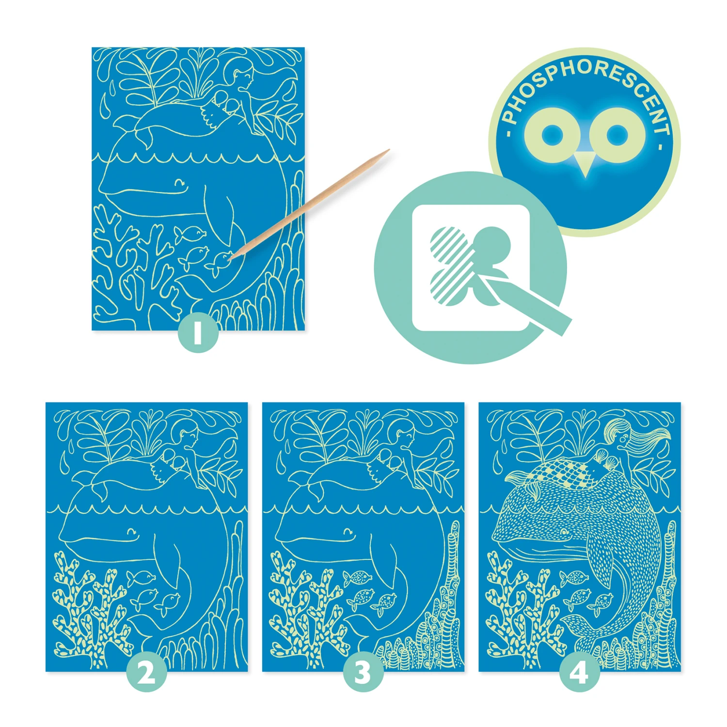 Djeco Kraskaarten Zeeleven Glow-in-the-Dark 5 Djeco Kraskaarten Zeeleven Glow-in-the-Dark - Image 3