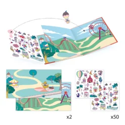 Djeco Stickerboek Kermis Herbruikbare-stickers -Peuter Plezier Verkoopwinkel djeco stickerboek kermis herbruikbare stickers 1