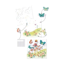 Djeco Kleurplaten-met-verrassing Vlindermeisje Knutselset -Peuter Plezier Verkoopwinkel djeco verrassingskleurplaten vlindermeisje 1