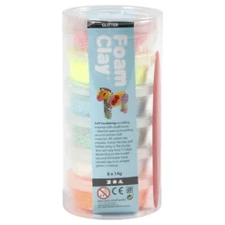 Foam Clay Glitter 6 X 14 G.boetseermateriaal -Peuter Plezier Verkoopwinkel foam clay glitter 1