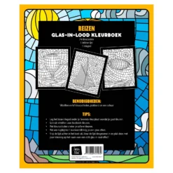 Glas In Lood Kleurboek Reizen -Peuter Plezier Verkoopwinkel glasinlood kleurboek reizen backcover speelactief.nl 8712048321932