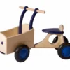 Houten Bakfiets Blauw Loopfiets VanDijkToys -Peuter Plezier Verkoopwinkel houten bakfiets blauw van dijktoys