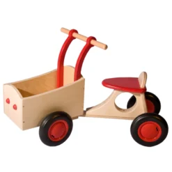 Houten Bakfiets Rood Loopfiets VanDijkToys -Peuter Plezier Verkoopwinkel houten bakfiets rood van dijktoys 1