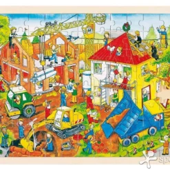Houten Puzzel Bouwplaats -Peuter Plezier Verkoopwinkel houten puzzel bouwplaats goki 57852 1