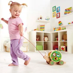 Trekfiguur Hape: Walk-a-Long Snail -Peuter Plezier Verkoopwinkel houten trekdier hape walk a long slak 4