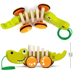 Trekfiguur Hape: Walk-a-Long Crocodile -Peuter Plezier Verkoopwinkel houten trekdier hape walk along crocodile 1 1