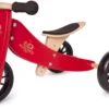 Tiny Tot Cherry Red Loopfiets 2 – In – 1 Kinderfeets – Loopfiets Rood -Peuter Plezier Verkoopwinkel kinderfeets houten loopfiets driewieler tiny tot cherry red