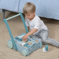 Little Dutch LD7021 Houten Blokkenwagen Blauw -Peuter Plezier Verkoopwinkel little dutch 4415 houten blokkenkar blauw 1 1