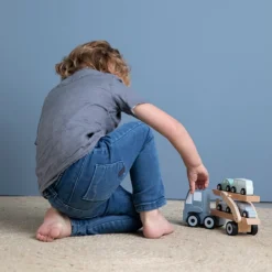 Little Dutch LD4453 Houten Autotransporter Blauw -Peuter Plezier Verkoopwinkel little dutch 4453 autotransporter 4