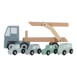 Little Dutch LD4453 Houten Autotransporter Blauw -Peuter Plezier Verkoopwinkel little dutch 4453 houten autotransporter 1 1