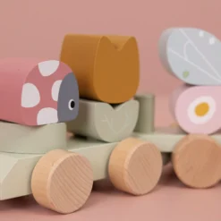 Little Dutch LD7067 Houten Blokkentrein Flowers& Butterflies -Peuter Plezier Verkoopwinkel little dutch 7067 blokkentrein flowers and butterflies 1