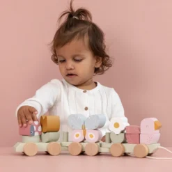 Little Dutch LD7067 Houten Blokkentrein Flowers& Butterflies -Peuter Plezier Verkoopwinkel little dutch 7067 blokkentrein flowers and butterflies