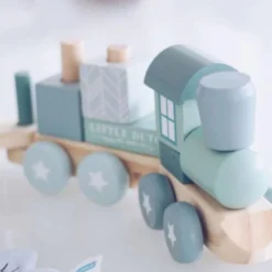 Little Dutch LD7036 Houten Blokkentrein Blauw 9 Little Dutch LD7036 Houten Blokkentrein Blauw -Peuter Plezier Verkoopwinkel little dutch houten blokkentrein blauw 1 1