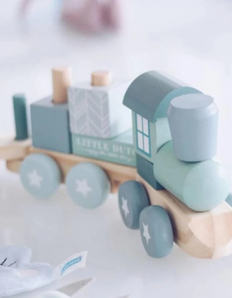 Little Dutch LD7036 Houten Blokkentrein Blauw 5 Little Dutch LD7036 Houten Blokkentrein Blauw - Image 3