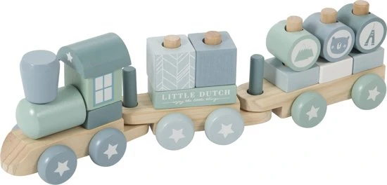 Little Dutch LD7036 Houten Blokkentrein Blauw 3 Little Dutch LD7036 Houten Blokkentrein Blauw