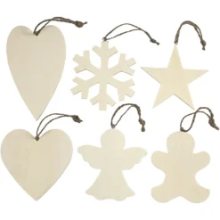 Houten Ornamenten Voor Kerst – 6 Stuks -Peuter Plezier Verkoopwinkel ornamenten kerst om zelf te decoreren 564050 1 1