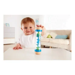 Goki 61879 Regenmaker Rood/Blauw Rain Stick -Peuter Plezier Verkoopwinkel regenmaker blauw hape beaded raindrops 1