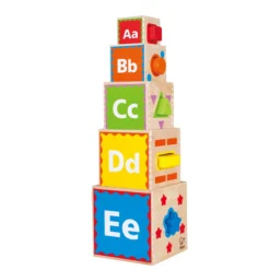 Houten Stapelkubus Pyramid Of Play -Peuter Plezier Verkoopwinkel stapelkubussen hape e0413 1